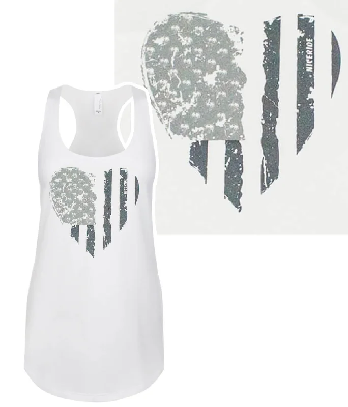 Heartbeat (Grey Tone) - White Next Level Women's Racerback Tank