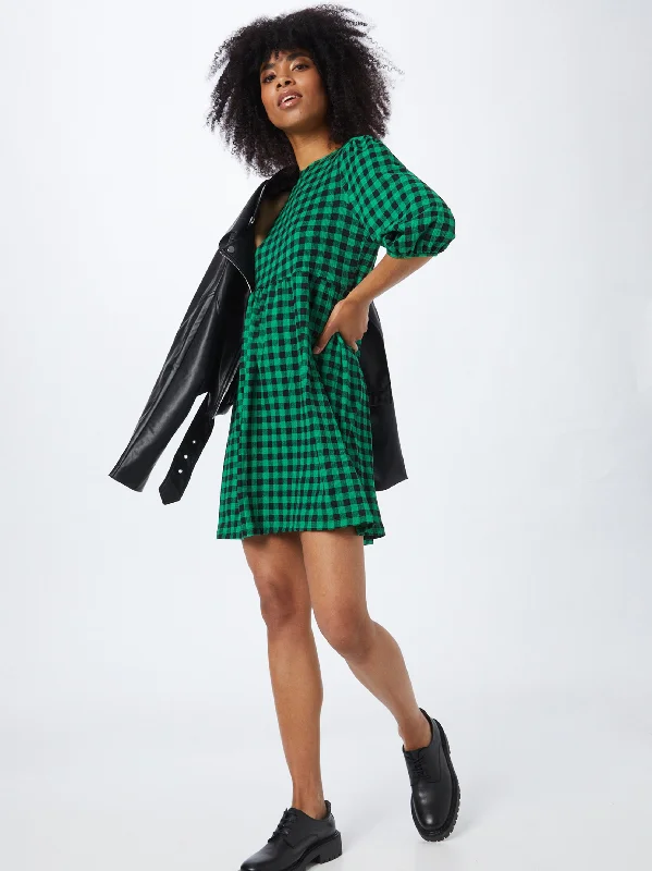 Women's Plaid Dress,Green