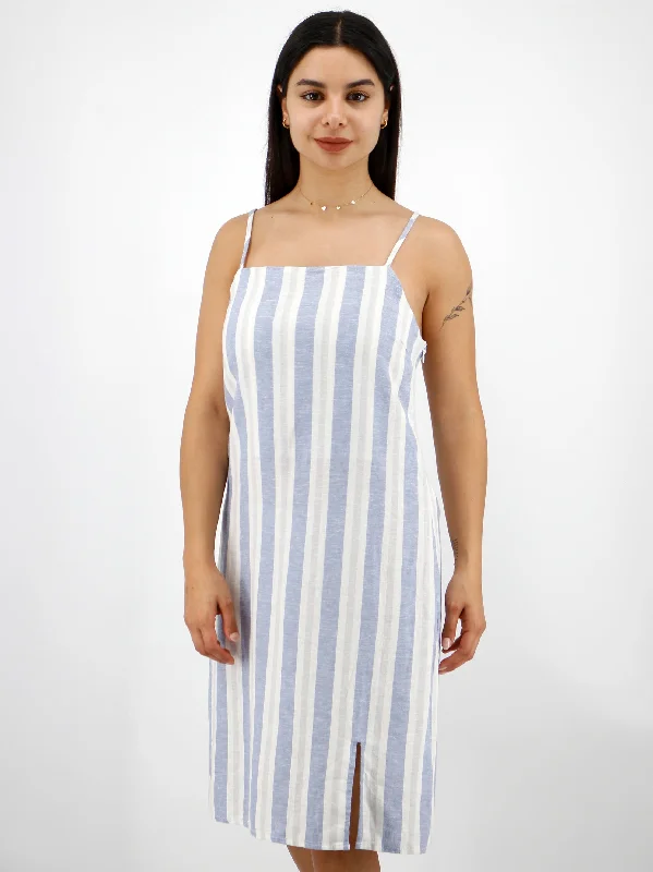 Women's Striped Linen Dress,Multi