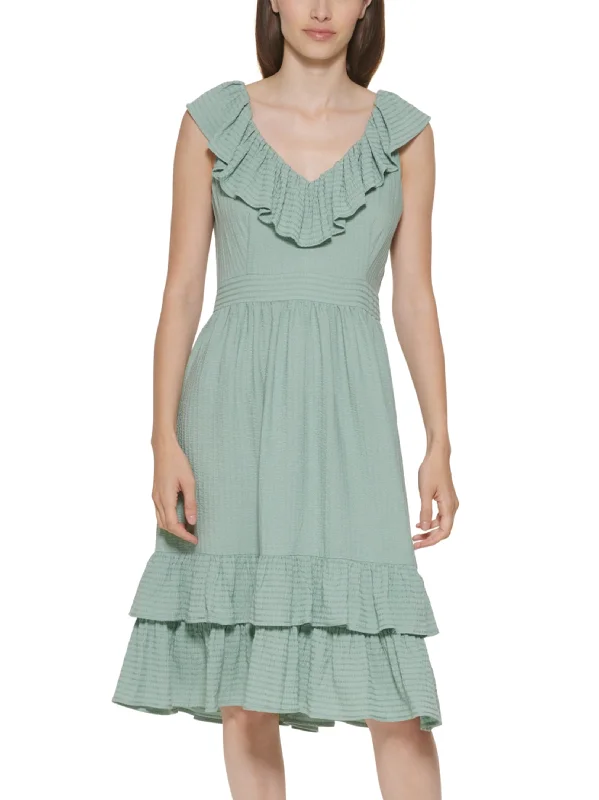 Women's Ruffled Dress,Light Green