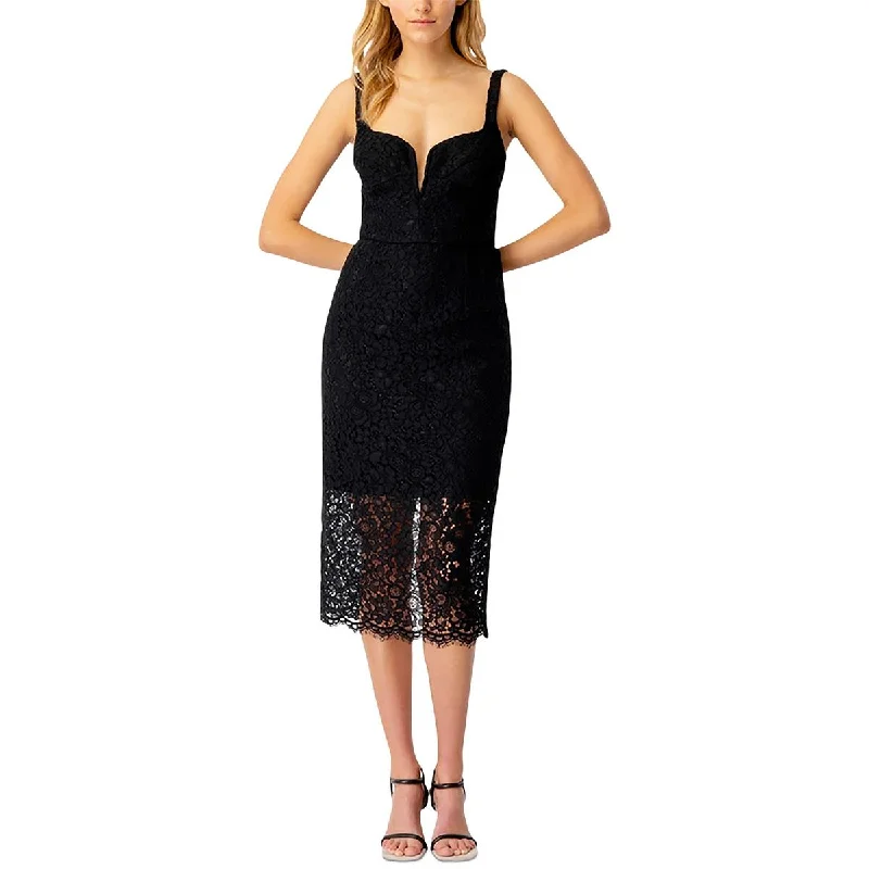 Bardot Womens Plunging Midi Cocktail and Party Dress