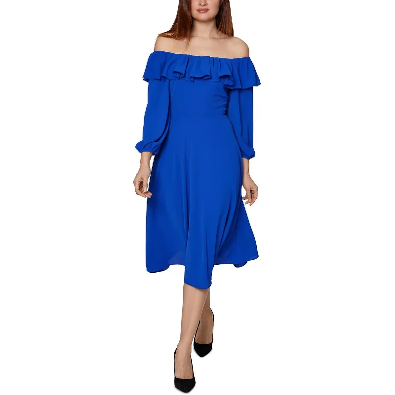 BCBGeneration Womens Crepe Off-The-Shoulder Cocktail and Party Dress