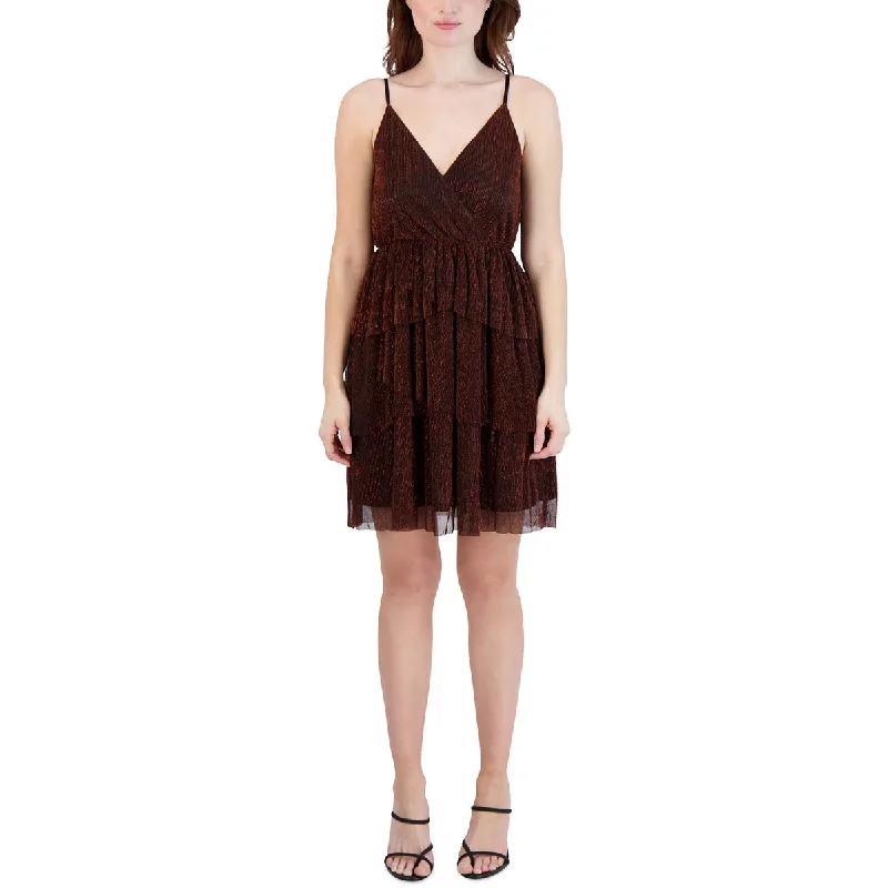 BCBGeneration Womens Metallic Mini Cocktail and Party Dress