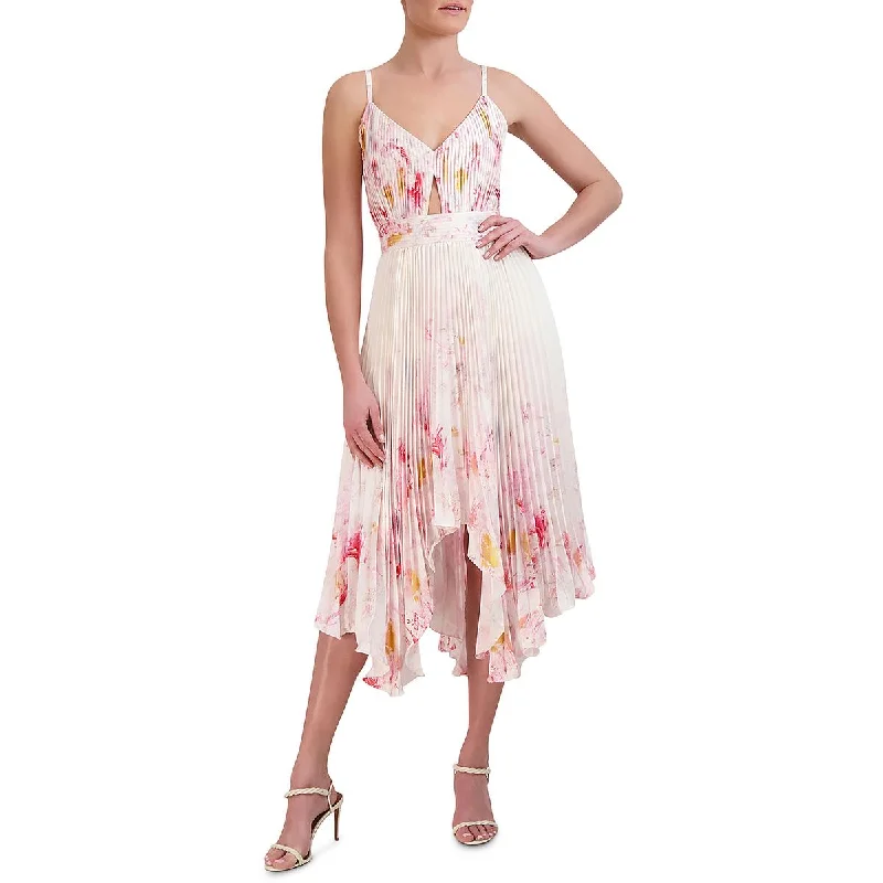 BCBGMAXAZRIA Womens Midi Pleated Cocktail And Party Dress