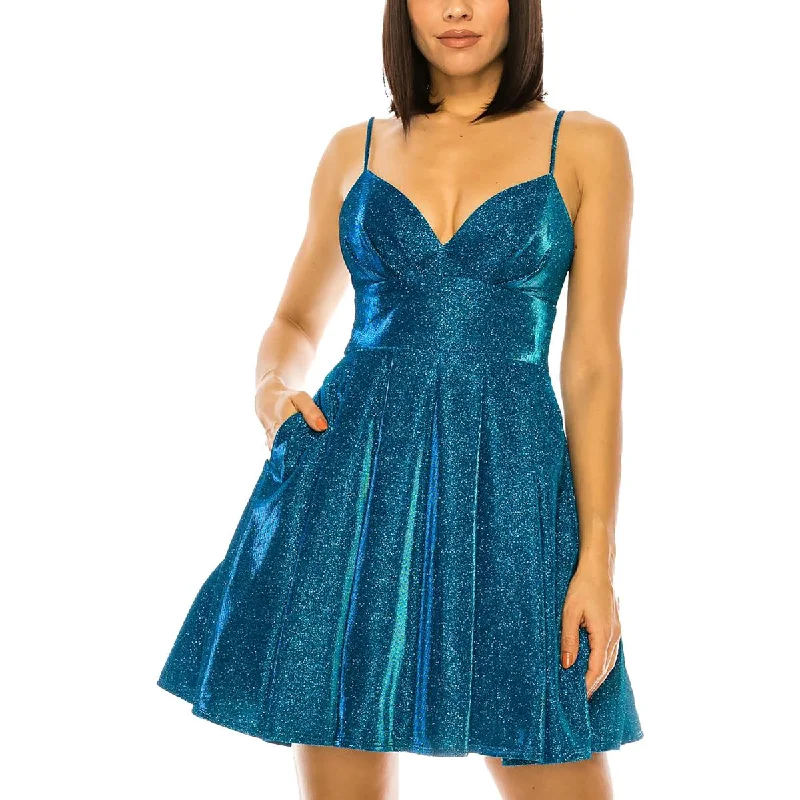 Bee Darlin Womens Juniors Glitter Mini Cocktail and Party Dress