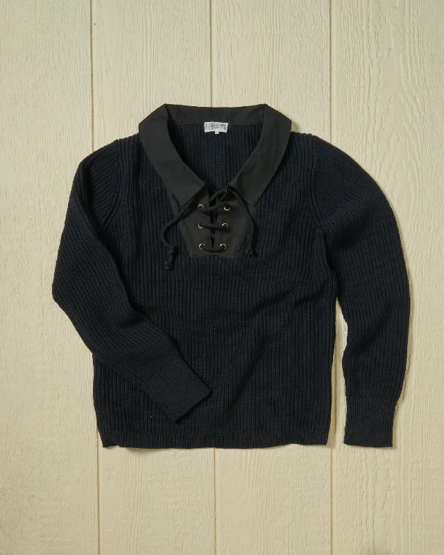 Halifax Lace-Up Sweater in Navy