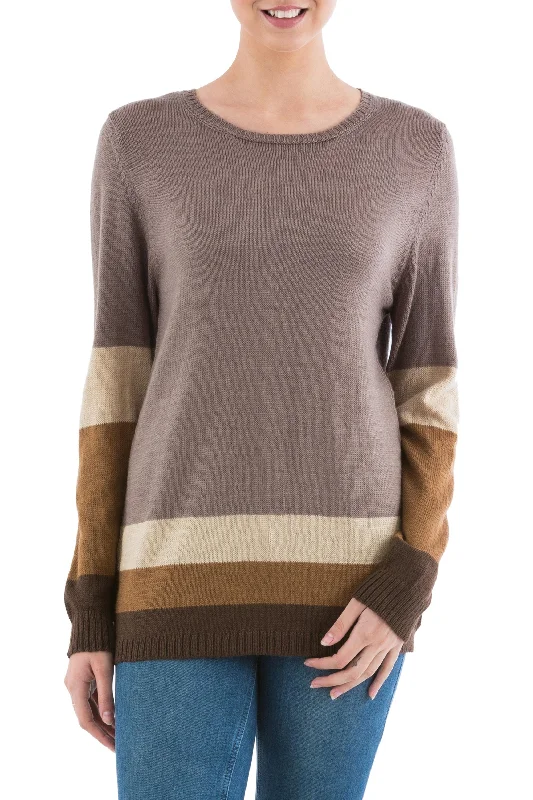 Imagine in Brown Striped Pullover Sweater