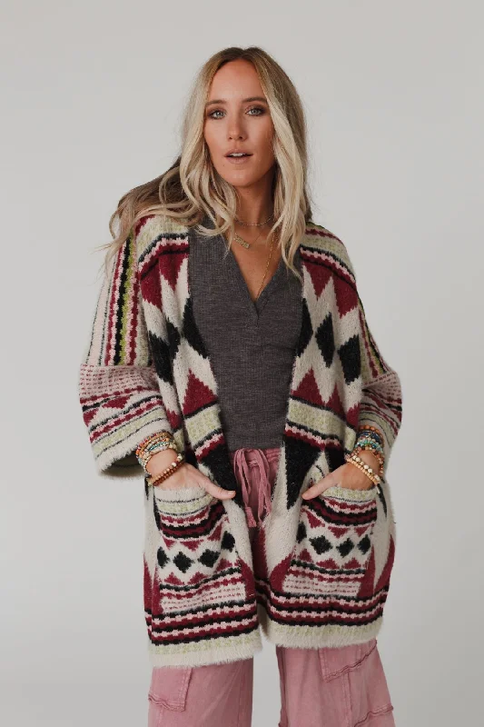 Keep It Up Oversized Cardigan - Berry