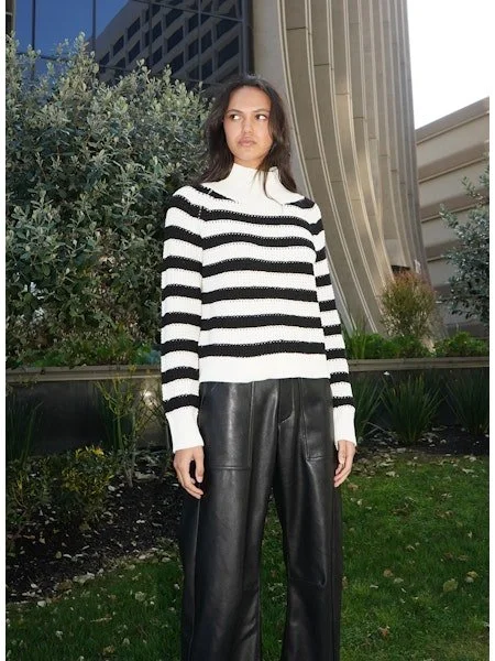 LNA Oscar Stripe Sweater / Black & Ivory