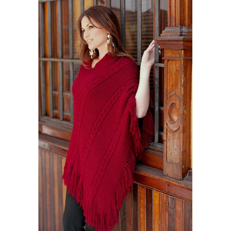 Red Latitudes Alpaca Blend Poncho