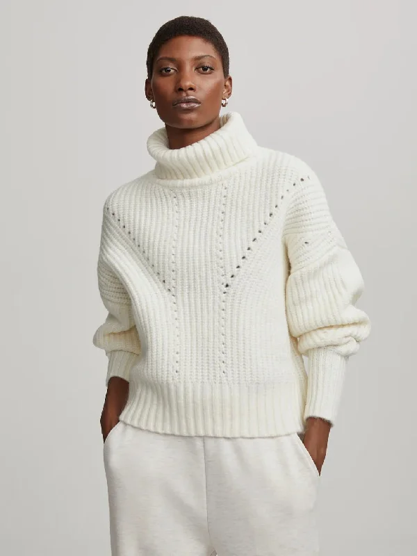 Varley Rogan Cropped Knit Sweater / Egret