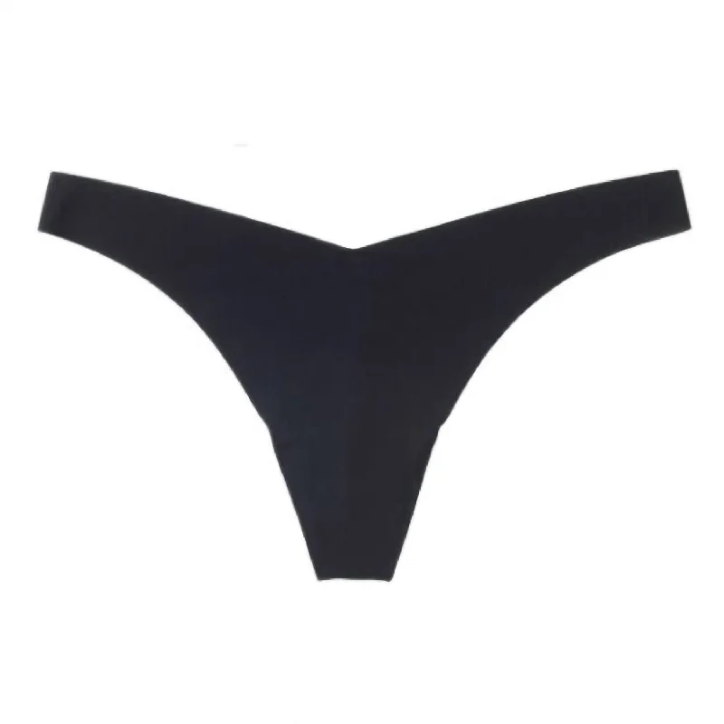 Women's Classic Solid Tiny Thong In Black