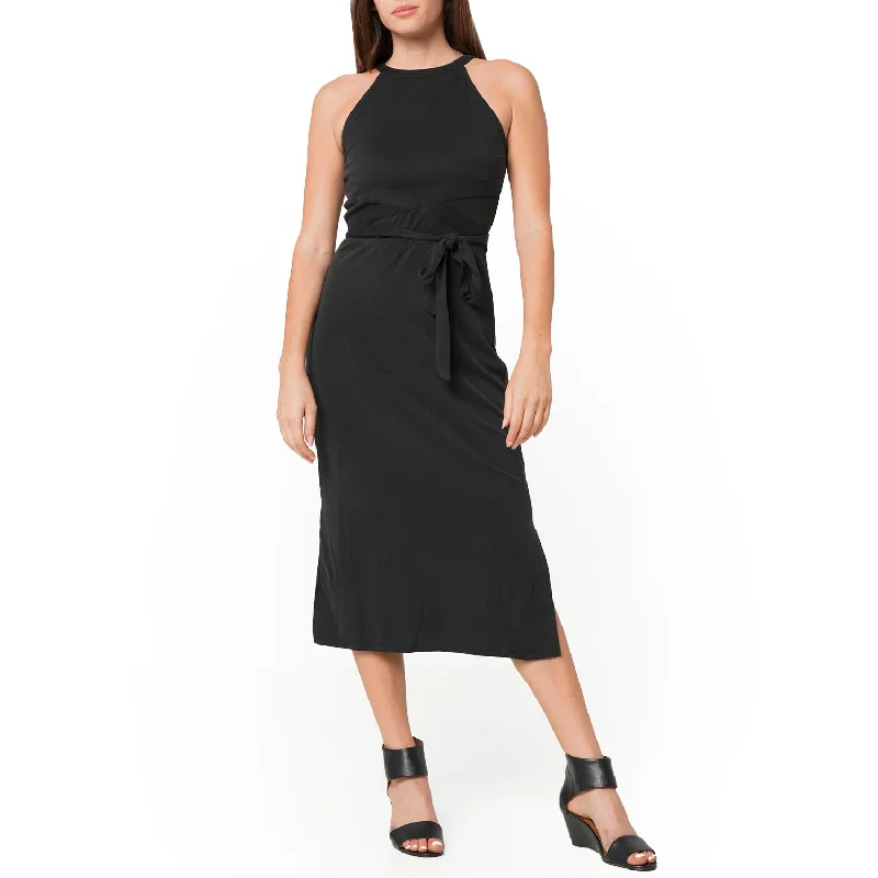 Women's Haltered Sheath Midi Dress In Black