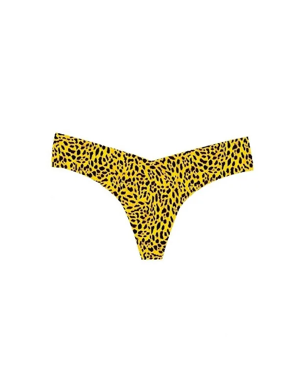 Women's Printed Low Rise Thong In Yellow Spots