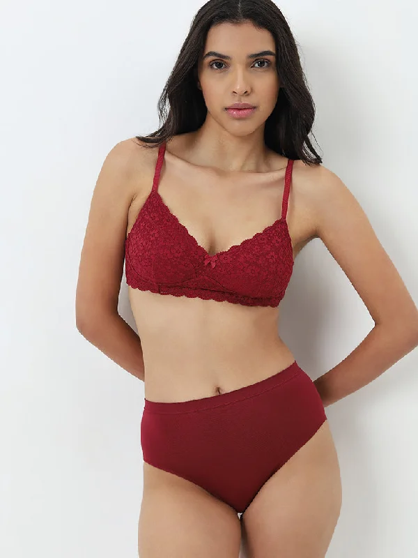 Wunderlove Maroon Seam-Free Full Brief