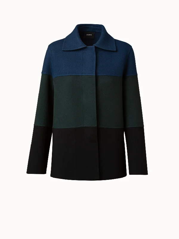 Cashmere Double-Face Colorblock Oversized Jacket