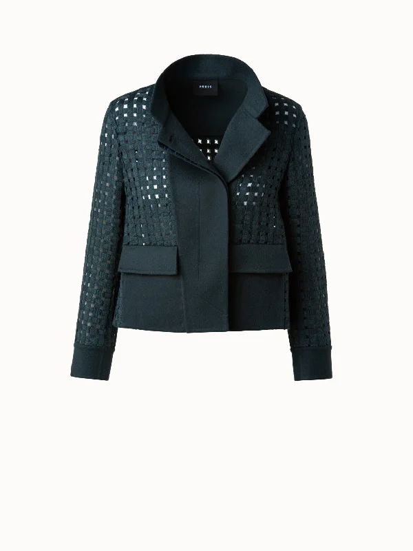 Wool Open Grid Embroidery Jacket