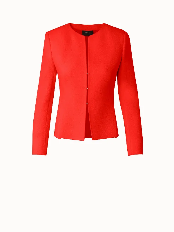 Wool Crêpe Double-Face Short Jacket